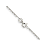 925 White Gold 1.3 mm Rope Chain Necklace, Polished alternate angle