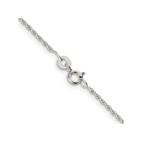 925 White Gold 1.3 mm Rope Chain Necklace, Polished alternate angle