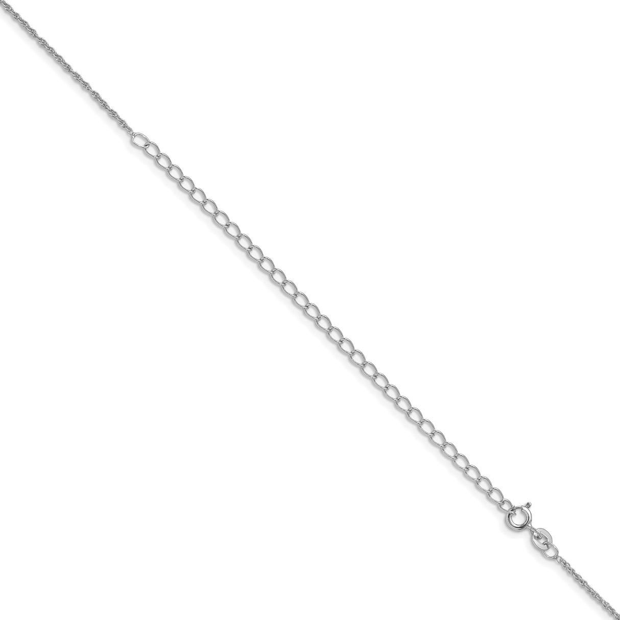 925 White Gold 1.3 mm Rope Chain Necklace, Polished detail view