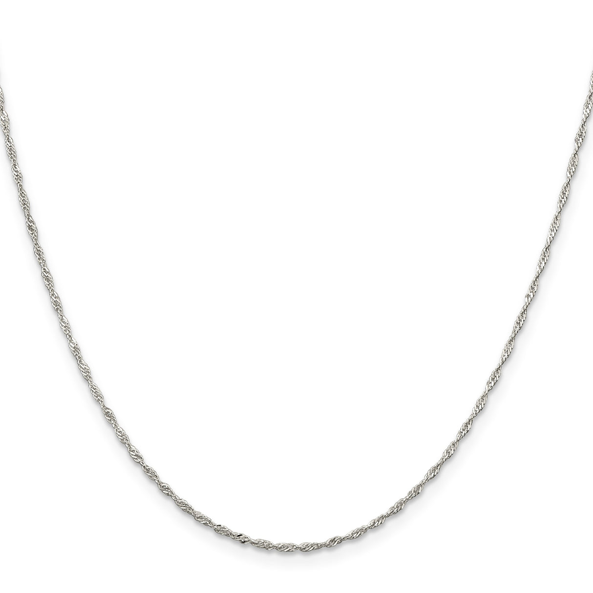 925 White Gold 1.4 mm Singapore Chain Necklace, Polished