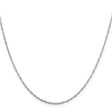 925 White Gold 1.4 mm Singapore Chain Necklace, Polished