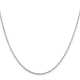 925 White Gold 1.4 mm Singapore Chain Necklace, Polished