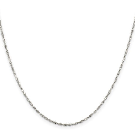 925 White Gold 1.4 mm Singapore Chain Necklace, Polished