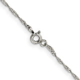925 White Gold 1.4 mm Singapore Chain Necklace, Polished alternate angle