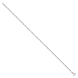 925 White Gold 1.4 mm Singapore Chain Anklet, Polished