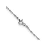 925 White Gold 1.4 mm Singapore Chain Necklace, Polished alternate angle