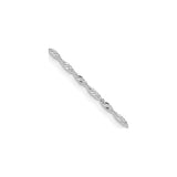 925 White Gold 1.4 mm Singapore Chain Necklace, Polished detail view