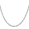 925 White Gold 2.25 mm Singapore Chain Necklace, Polished