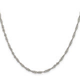 925 White Gold 2.25 mm Singapore Chain Necklace, Polished