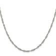 925 White Gold 2.25 mm Singapore Chain Necklace, Polished