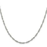925 White Gold 2.25 mm Singapore Chain Necklace, Polished