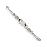 925 White Gold 2.25 mm Singapore Chain Necklace, Polished alternate angle