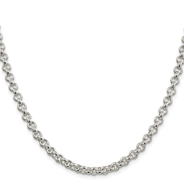 925 White Gold 5 mm Polished Chain Necklace