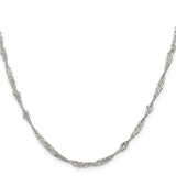 925 White Gold 3 mm Singapore Chain Necklace, Polished