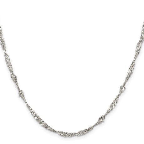 925 White Gold 3 mm Singapore Chain Necklace, Polished