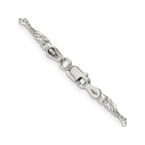 925 White Gold 3 mm Singapore Chain Necklace, Polished alternate angle