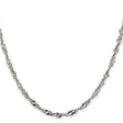 925 White Gold 3.5 mm Singapore Chain Necklace, Polished