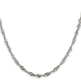925 White Gold 3.5 mm Singapore Chain Necklace, Polished
