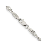 925 White Gold 3.5 mm Singapore Chain Necklace, Polished alternate angle