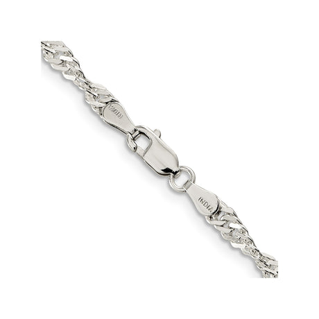 925 White Gold 3.5 mm Singapore Chain Necklace, Polished alternate angle