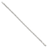 925 White Gold 3.5 mm Singapore Chain Bracelet, Polished