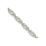 925 White Gold 3.5 mm Singapore Chain Necklace, Polished detail view