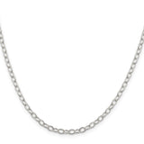 925 White Gold 3.4 mm Polished Chain Necklace, Solid