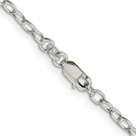 925 White Gold 3.4 mm Polished Chain Necklace, Solid alternate angle