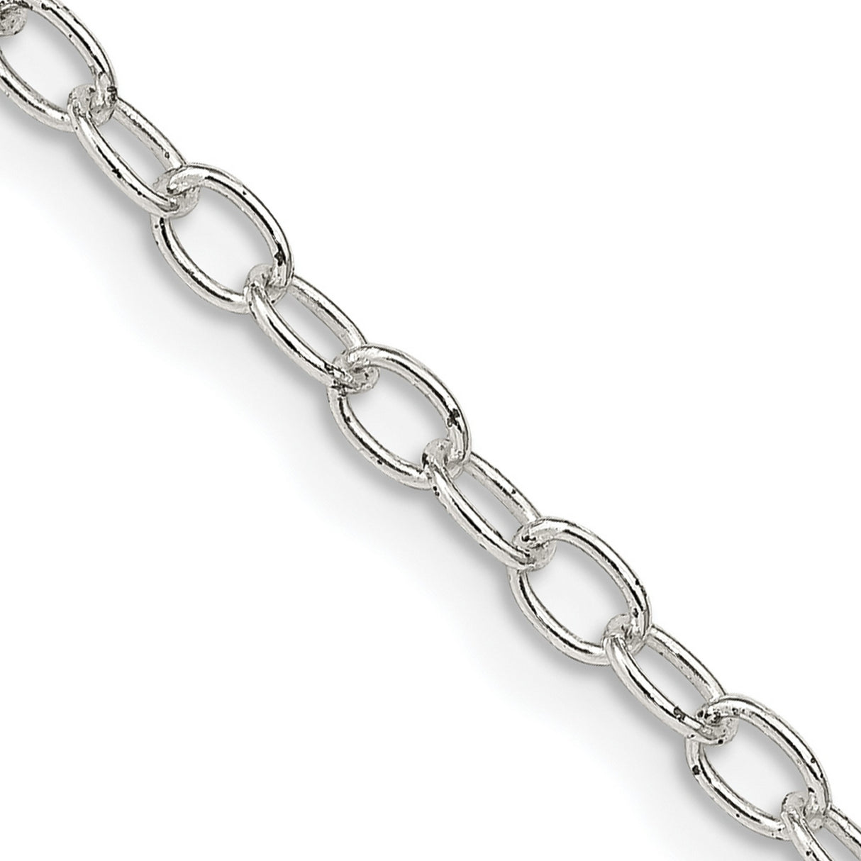 925 White Gold 3.4 mm Polished Chain Necklace, Solid detail view