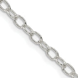925 White Gold 3.4 mm Polished Chain Necklace, Solid detail view