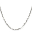 925 White Gold 3.5 mm Polished Chain Necklace, Solid