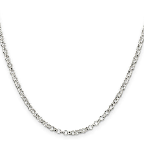 925 White Gold 3.5 mm Polished Chain Necklace, Solid