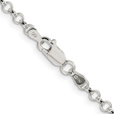 925 White Gold 3.5 mm Polished Chain Necklace, Solid alternate angle