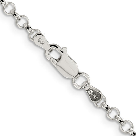 925 White Gold 3.5 mm Polished Chain Necklace, Solid alternate angle