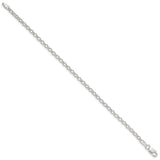 925 White Gold 3.5 mm Polished Chain Bracelet, Solid