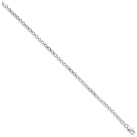 925 White Gold 3.5 mm Polished Chain Bracelet, Solid