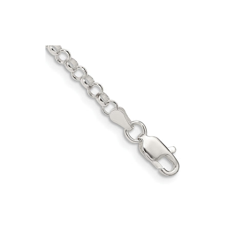 925 White Gold 3.5 mm Polished Chain Bracelet, Solid shown for scale