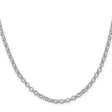 925 White Gold 4 mm Polished Chain Necklace, Solid