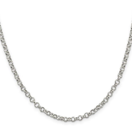 925 White Gold 4 mm Polished Chain Necklace, Solid