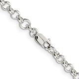 925 White Gold 4 mm Polished Chain Necklace, Solid alternate angle