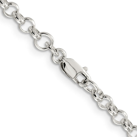 925 White Gold 4 mm Polished Chain Necklace, Solid alternate angle