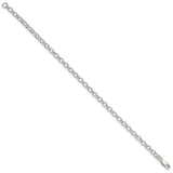 925 White Gold 4 mm Polished Chain Bracelet, Solid