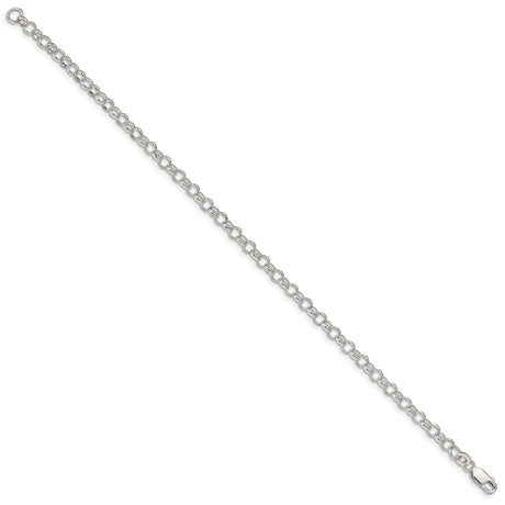 925 White Gold 4 mm Polished Chain Bracelet, Solid