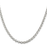 925 White Gold 4.6 mm Polished Chain Necklace, Solid