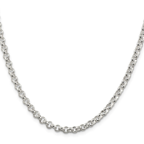 925 White Gold 4.6 mm Polished Chain Necklace, Solid