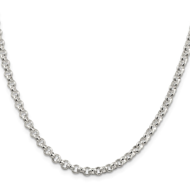 925 White Gold 4.6 mm Polished Chain Necklace, Solid