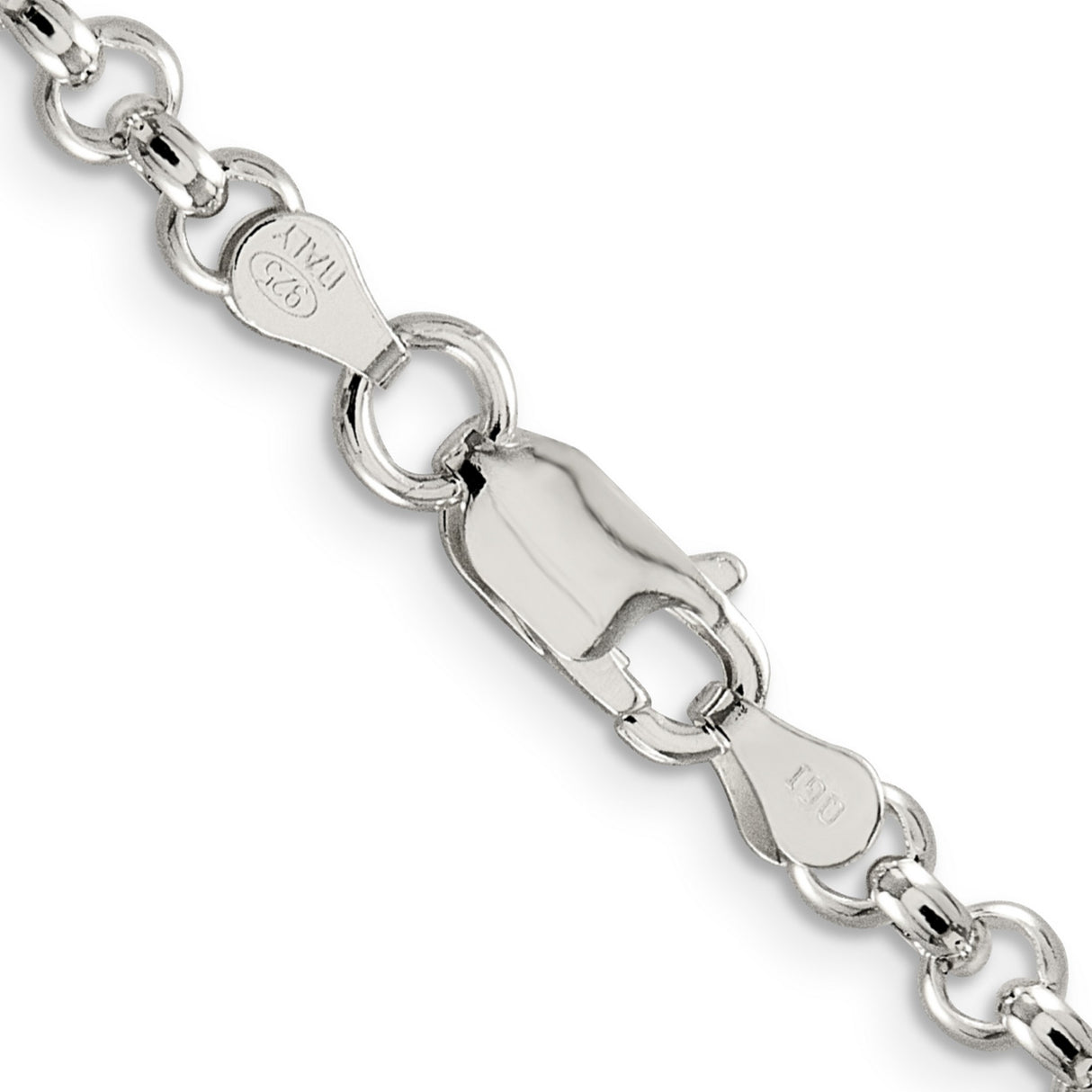 925 White Gold 4.6 mm Polished Chain Necklace, Solid alternate angle