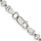 925 White Gold 4.6 mm Polished Chain Necklace, Solid alternate angle
