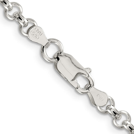 925 White Gold 4.6 mm Polished Chain Necklace, Solid alternate angle