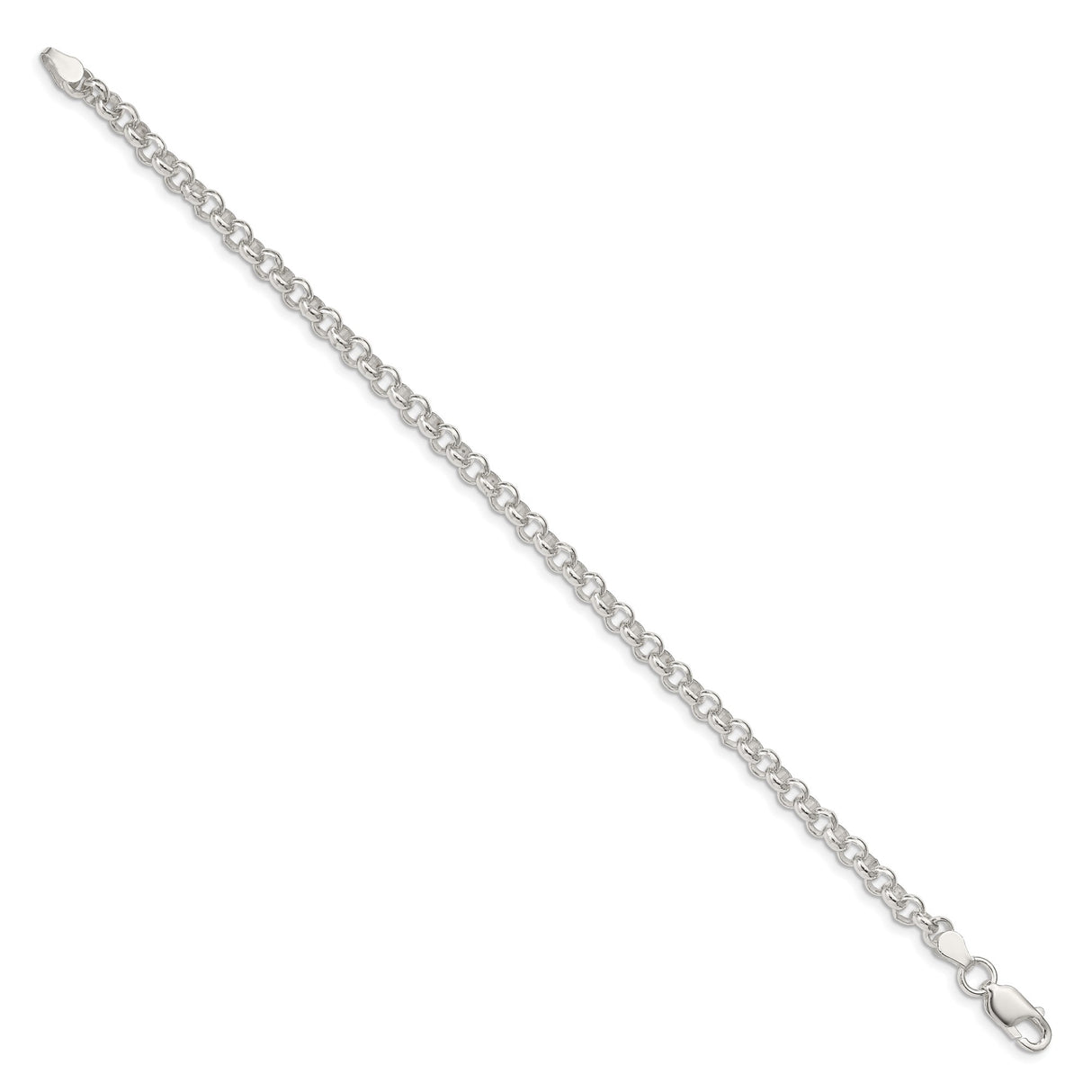 925 White Gold 4.6 mm Polished Chain Bracelet, Solid